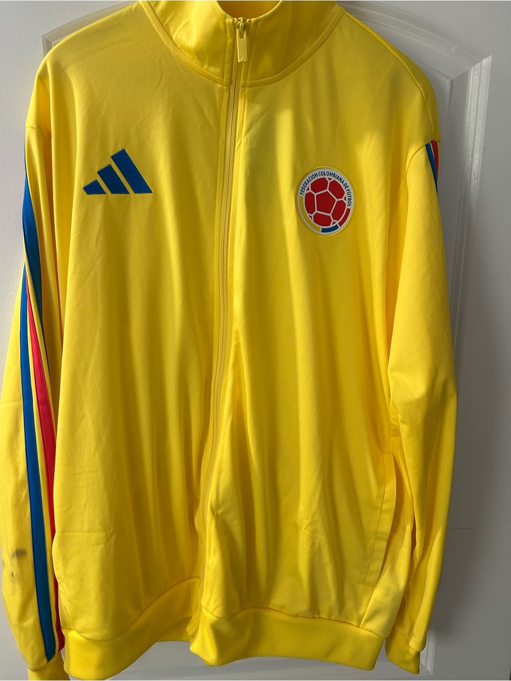 adidas Yellow Colombia Football Track Jacket with Blue Accents